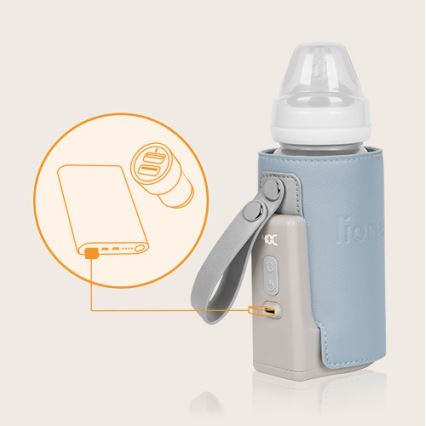 Lionelo - Wiederaufladbarer Flaschenwärmer THERMUP GO PLUS 10W/5V blau/grau
