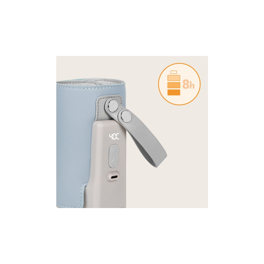 Lionelo - Wiederaufladbarer Flaschenwärmer THERMUP GO PLUS 10W/5V blau/grau