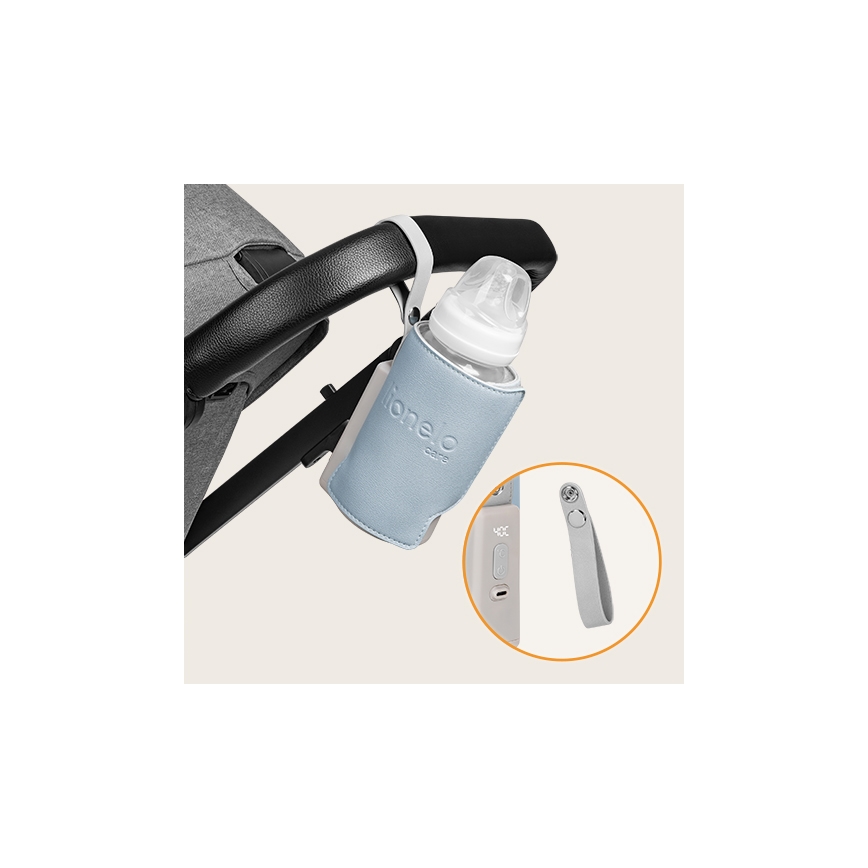 Lionelo - Wiederaufladbarer Flaschenwärmer THERMUP GO PLUS 10W/5V blau/grau