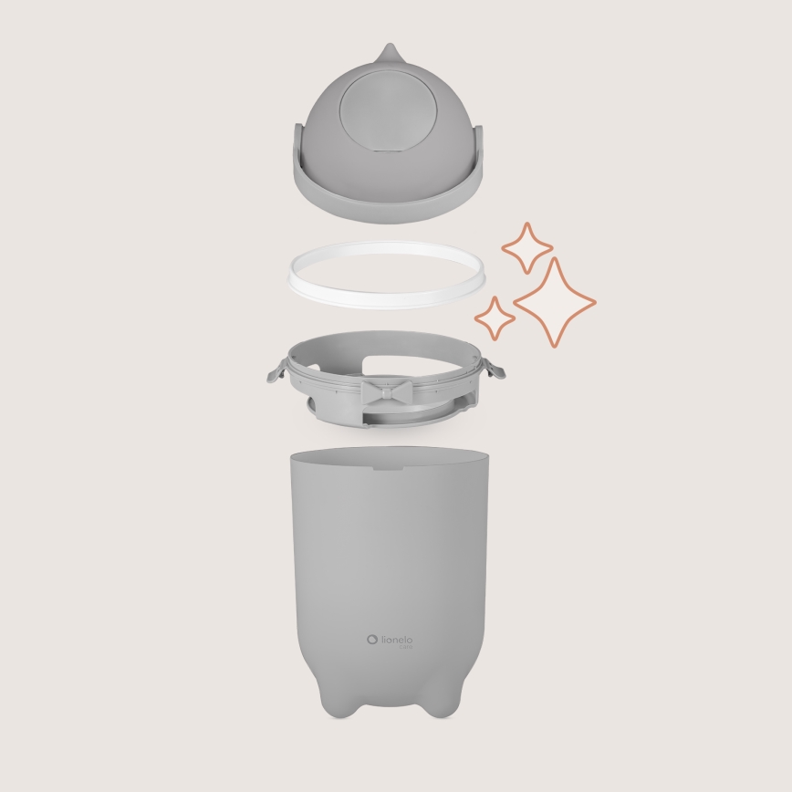 Lionelo - Windeleimer PUREBIN 10 l Grau