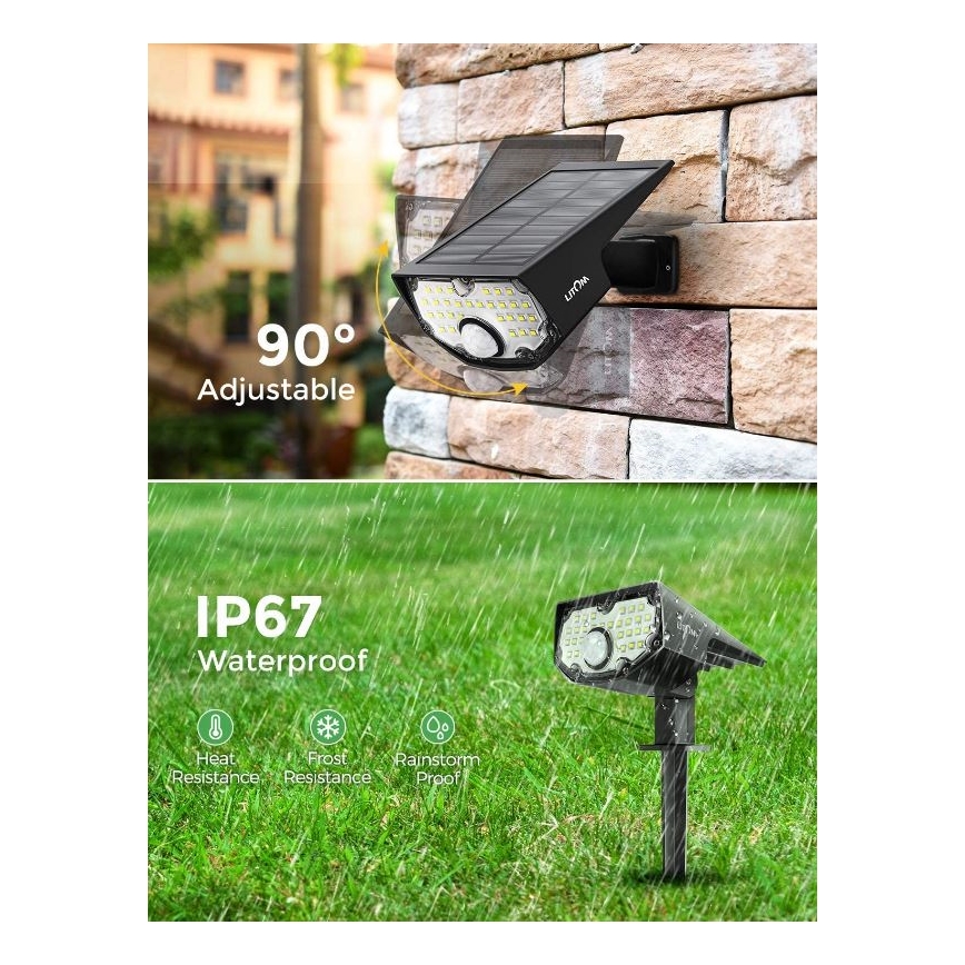 Litom - SET 2x LED Solarleuchte mit Sensor 2in1 LED/3,7V IP67