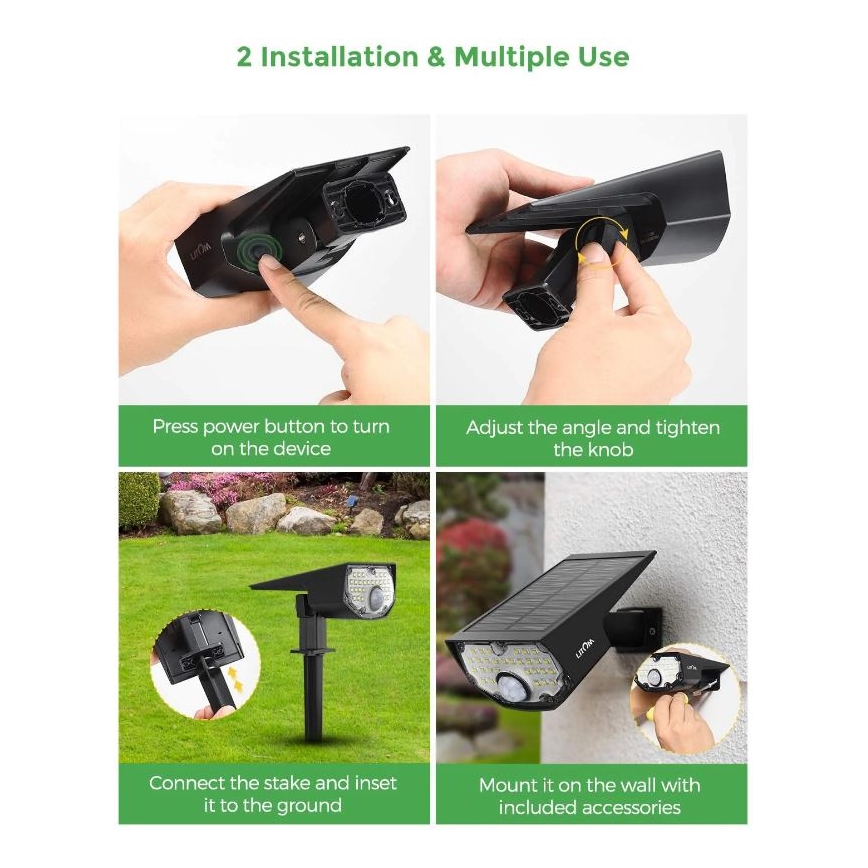 Litom - SET 2x LED Solarleuchte mit Sensor 2in1 LED/3,7V IP67