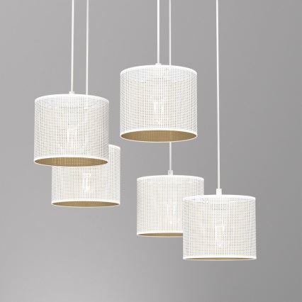 Deckenleuchte an Seil LOFT SHADE 5xE27/60W/230V weiß/gold
