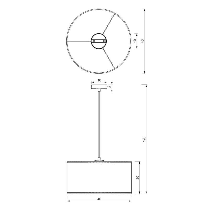 Deckenleuchte an Kabel LOFT SHADE 1xE27/60W/230V Ø 40 cm schwarz