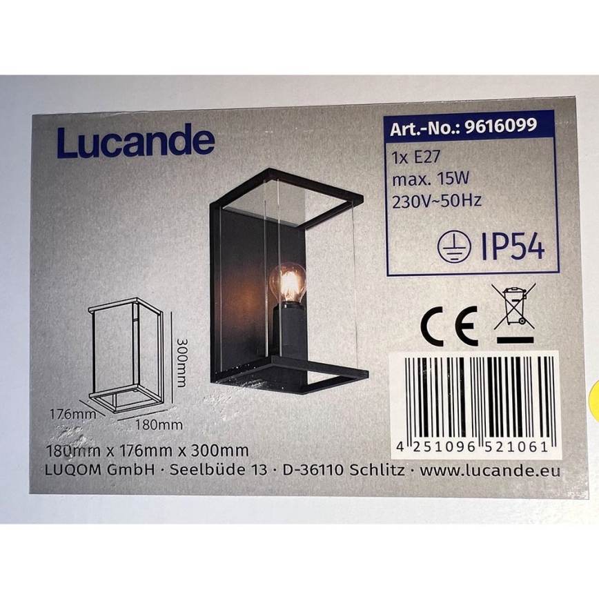 Lucande - Außenwandleuchte ANNALEA 1xE27/15W/230V IP54
