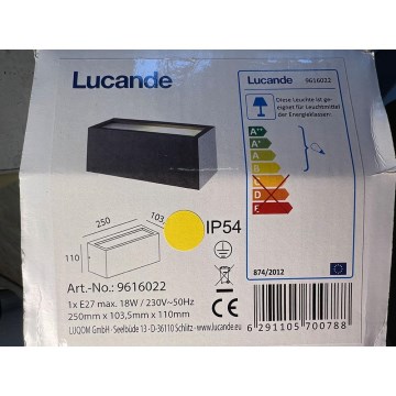 Lucande - Außenwandleuchte BENTE 1xE27/18W/230V IP54