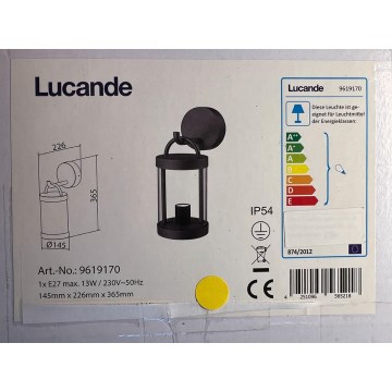Lucande - Außenwandleuchte CASSIAN 1xE27/60W/230V IP54