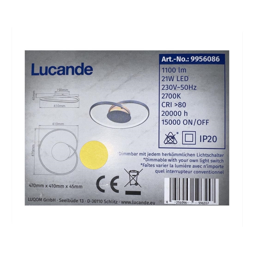 Lucande - Dimmbare LED-Deckenleuchte ENESA LED/21W/230V