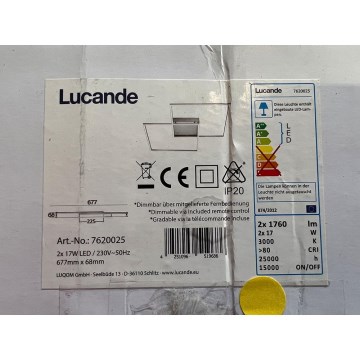 Lucande - Dimmbare LED-Deckenleuchte MIRAS 2xLED/17W/230V + Fernbedienung