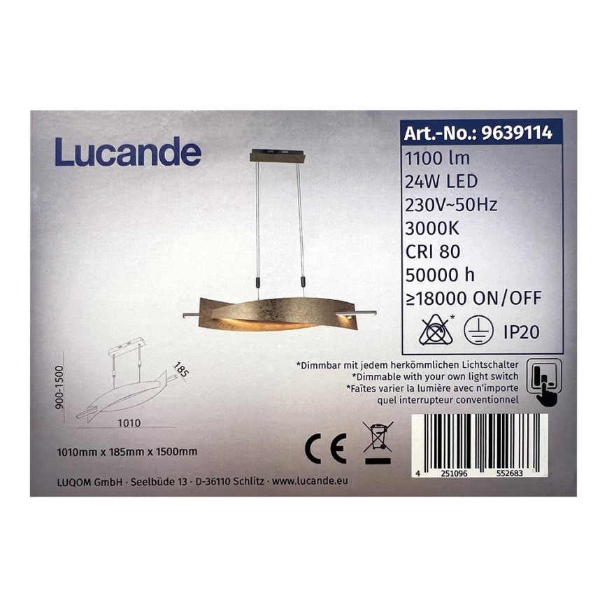 Lucande - Dimmbare LED-Hängeleuchte an Schnur MARIJA LED/24W/230V