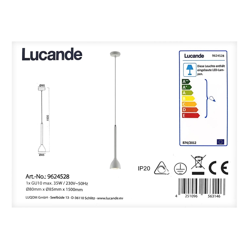 Lucande - Hängeleuchte an Schnur NORDWIN 1xGU10/35W/230V