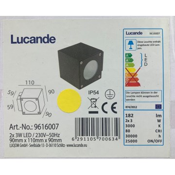 Lucande - LED-Wandleuchte für den Außenbereich JARNO 2xLED/3W/230V IP54