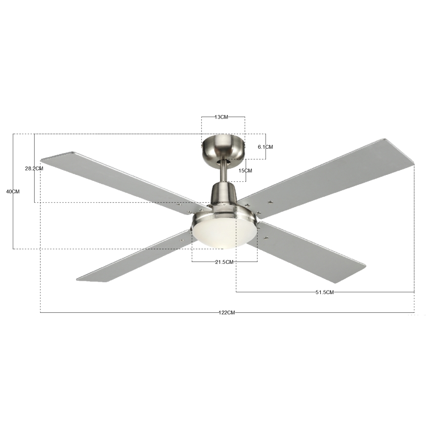 Lucci Air 210334 - Deckenventilator AIRFUSION QUEST 1xE27/60W/230V Holz/matt Chrom + Fernbedienung