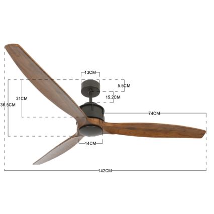 Lucci air 210507 - Deckenventilator AIRFUSION AKMANI Paulownia/schwarz + Fernbedienung