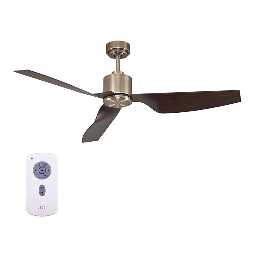 Lucci Air 210526 - Deckenventilator AIRFUSION CLIMATE II Messing/Holz + Fernbedienung