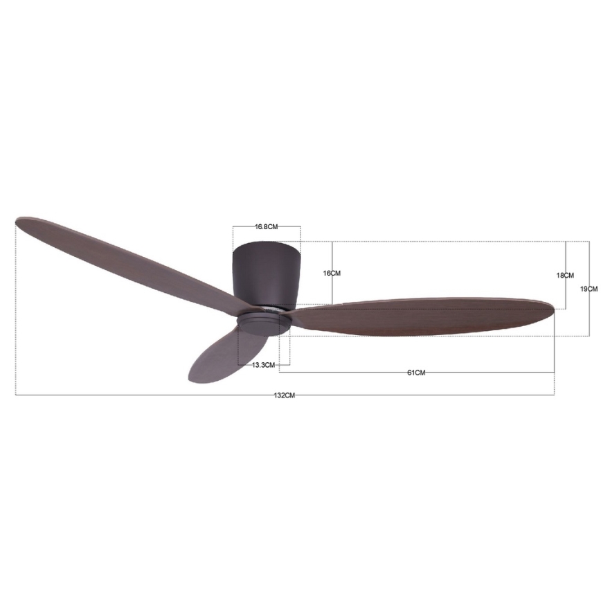 Lucci air 212883 - Deckenventilator AIRFUSION RADAR Holz/Braun Ø 132 cm mit Fernbedienung