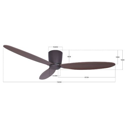 Lucci air 212883 - Deckenventilator AIRFUSION RADAR Holz/Braun Ø 132 cm mit Fernbedienung