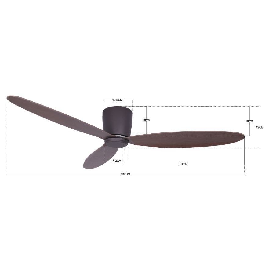 Lucci air 212883 - Deckenventilator AIRFUSION RADAR Holz/Braun Ø 132 cm mit Fernbedienung