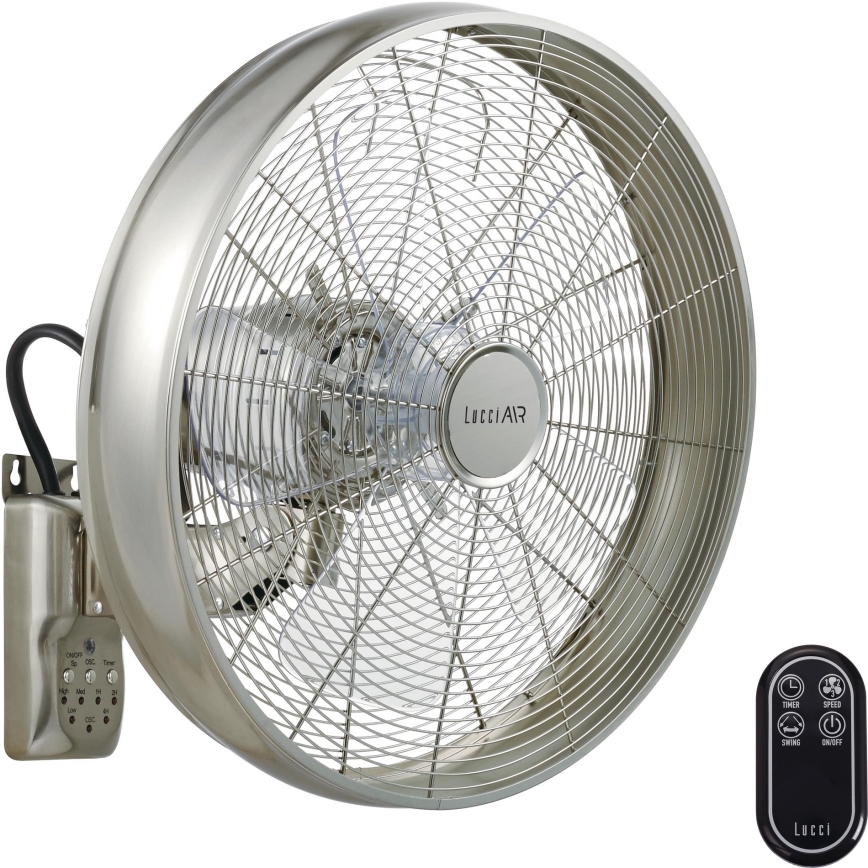 Lucci air 213126 - Wandventilator BREEZE 55W/230V matt Chrom + Fernbedienung
