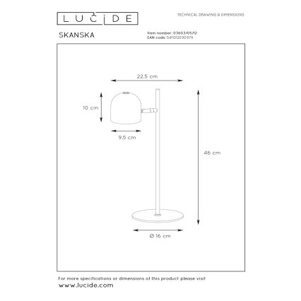 Lucide 03603/05/12- Dimmbare LED-Tischlampe SKANSKA LED/5W/230V mattes Chrom
