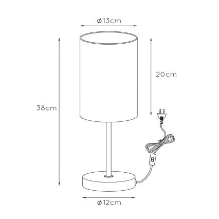 Lucide 08500/81/31 - Tischlampe MODA 1xE27/60W/230V weiss