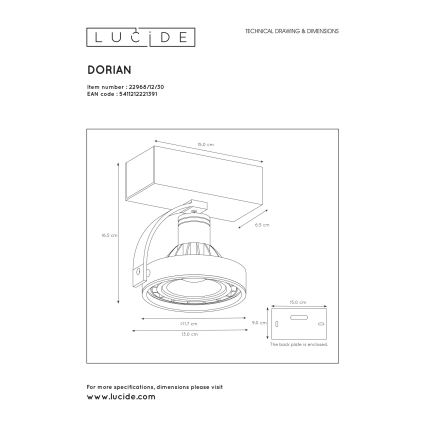 Lucide 22968/12/30 - Dimmbarer LED-Strahler DORIAN 1xGU10/12W/230V