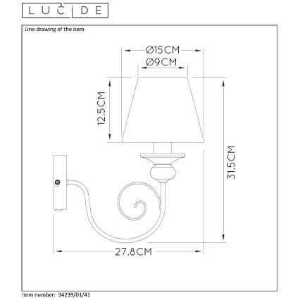 Lucide 34239/01/41 - Wandleuchte ROBIN 1xE14/40W/230V