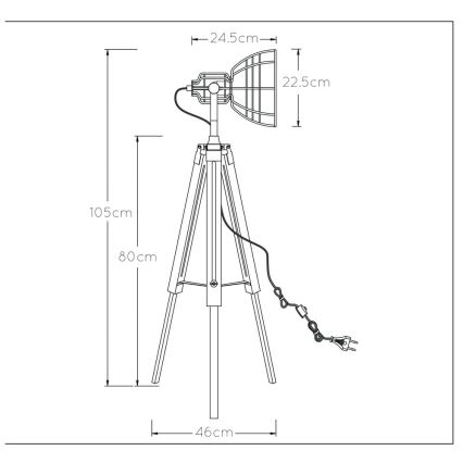 Lucide 45757/01/30 - Stehlampe JOSHUA 1xE27/60W/230V