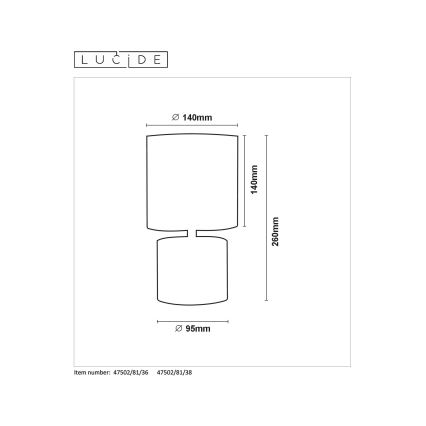 Lucide 47502/81/38 - Tischlampe GREASBY 1xE14/40W/230V Cremefarbe