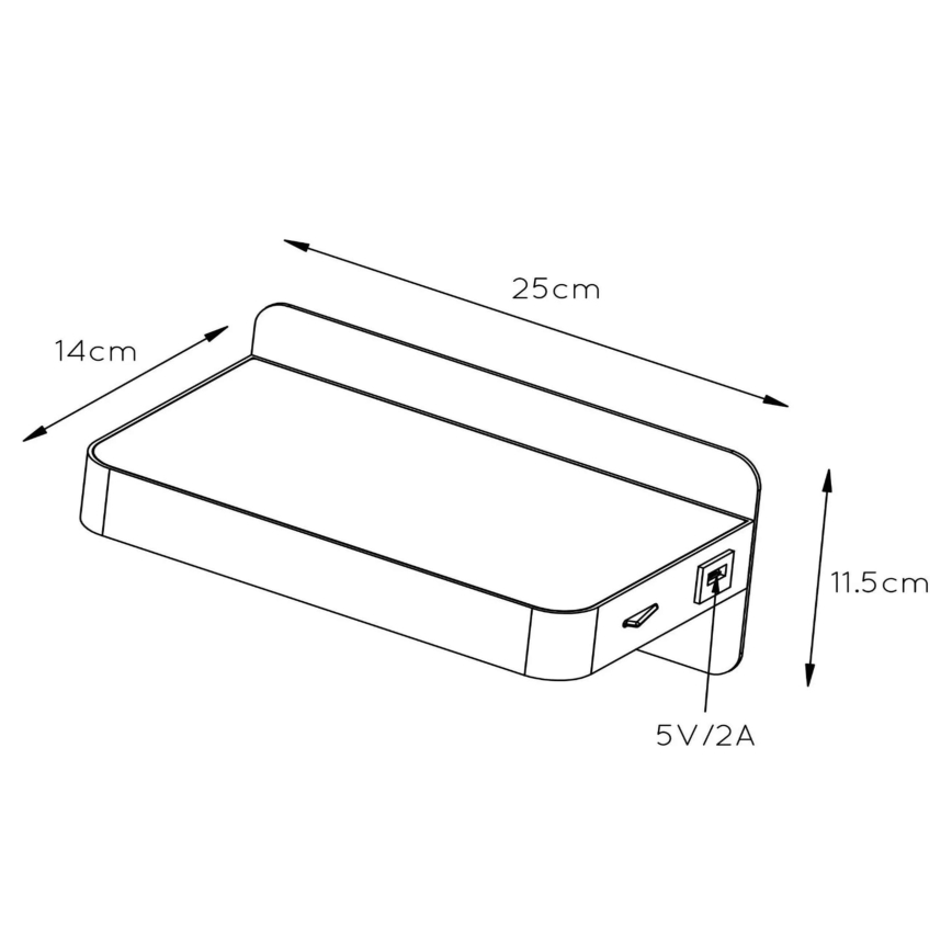 Lucide 77280/05/31 - LED Wandleuchte ATKIN 1xLED/5W/230V USB