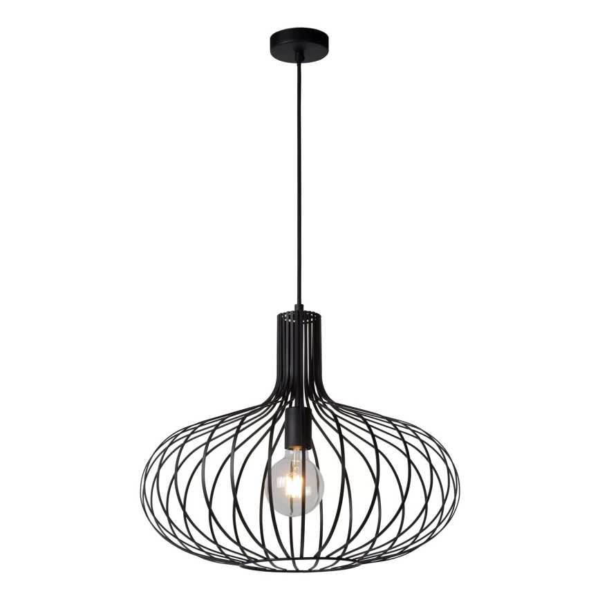 Lucide 78374/50/30 - Hängeleuchte MANUELA 1xE27/60W/230V schwarz 50 cm