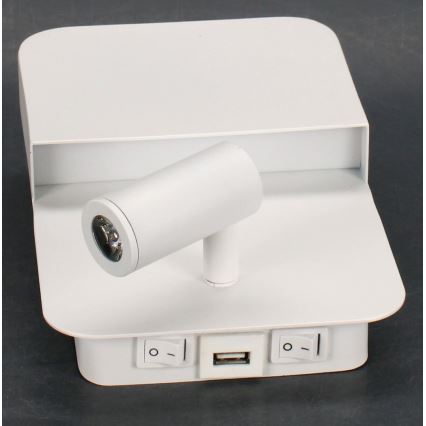 Lucide 79200/08/31 - LED-Wandleuchte BOXER LED/5W/230V + LED/5W USB weiß