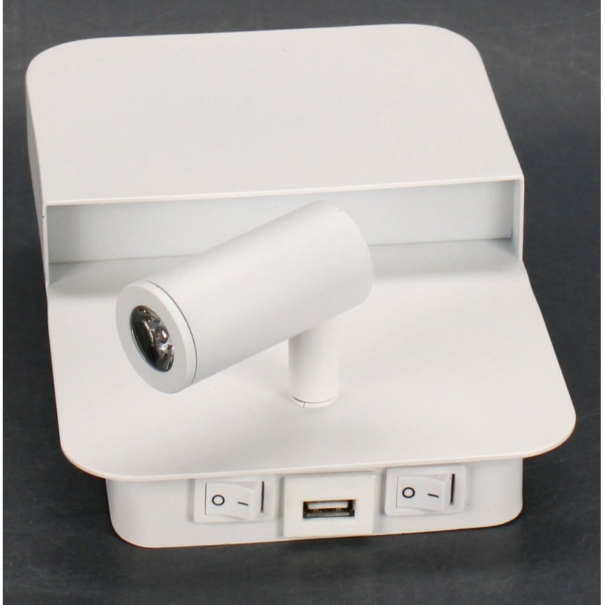 Lucide 79200/08/31 - LED-Wandleuchte BOXER LED/5W/230V + LED/5W USB weiß