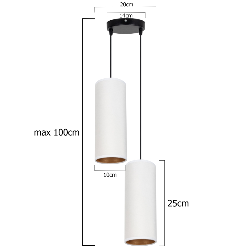 Deckenleuchte an Kabel AVALO 2xE27/60W/230V Ø 20 cm weiß/kupferfarben