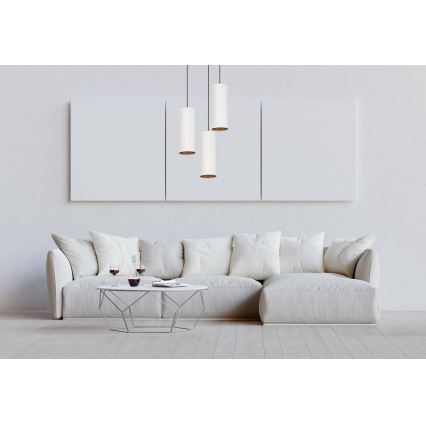Deckenleuchte an Seil AVALO 3xE27/60W/230V Ø 35 cm weiß/kupferfarben