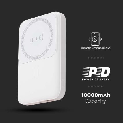 Magnetische Powerbank mit kabelloser Aufladung Power Delivery 10 000mAh/20W/3,7V weiß