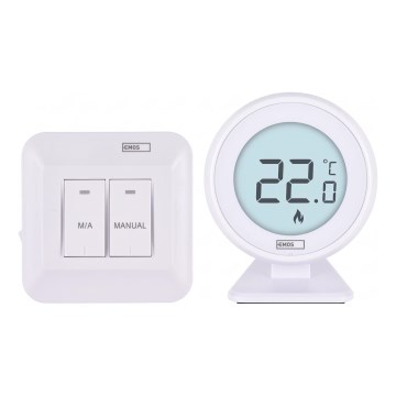 Manueller kabelloser Raumthermostat 230V/16A 2xAA Weiß