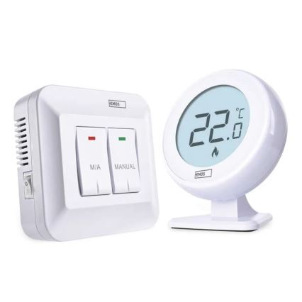 Manueller kabelloser Raumthermostat 230V/16A 2xAA Weiß