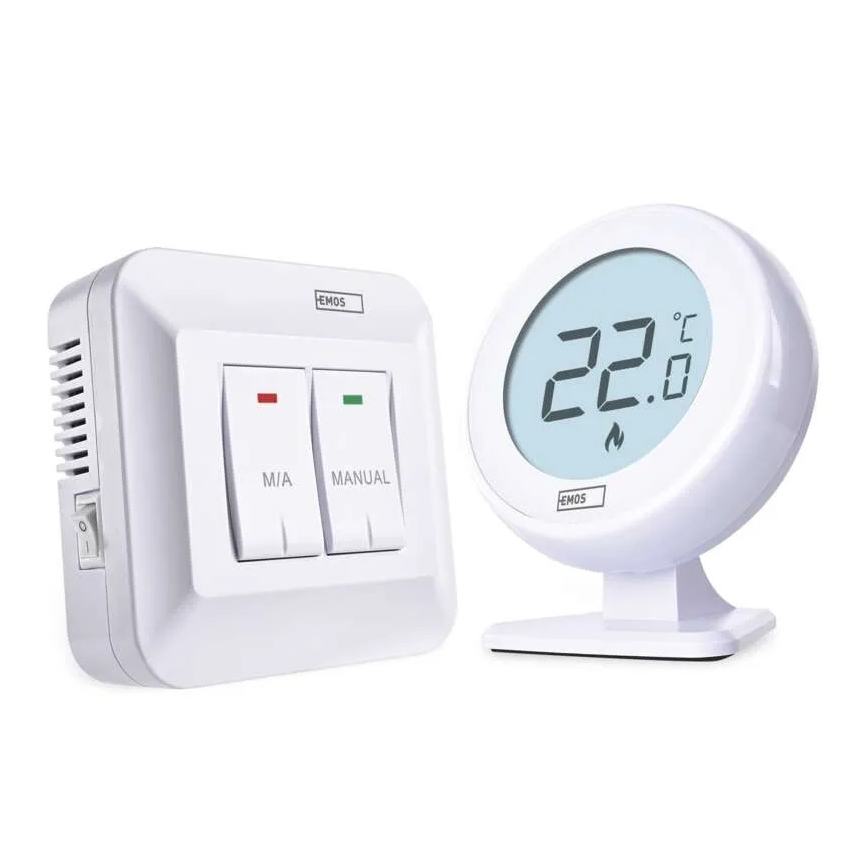 Manueller kabelloser Raumthermostat 230V/16A 2xAA Weiß
