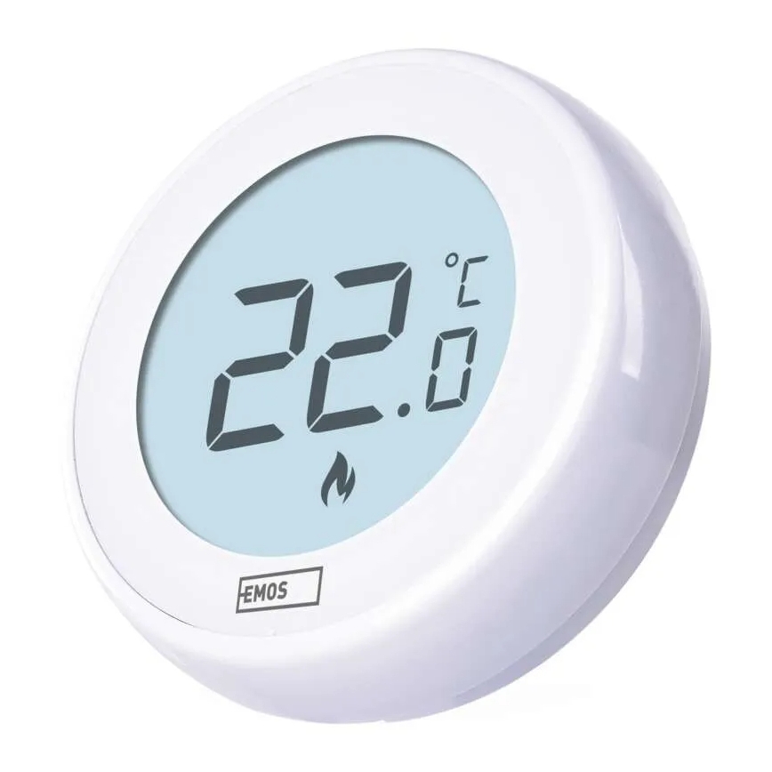 Manueller Raumthermostat 230 V/6 A, 2× AA‑Batterien, weiß