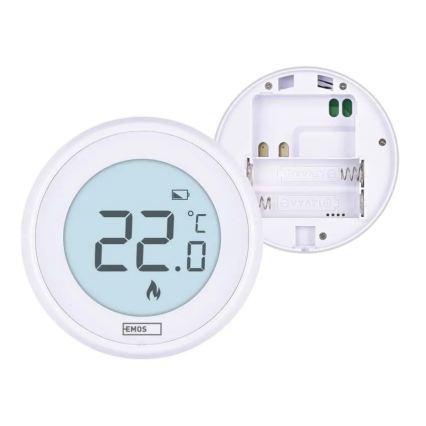 Manueller Raumthermostat 230 V/6 A, 2× AA‑Batterien, weiß