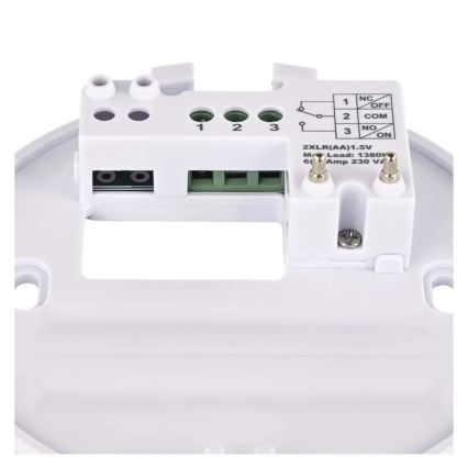 Manueller Raumthermostat 230 V/6 A, 2× AA‑Batterien, weiß