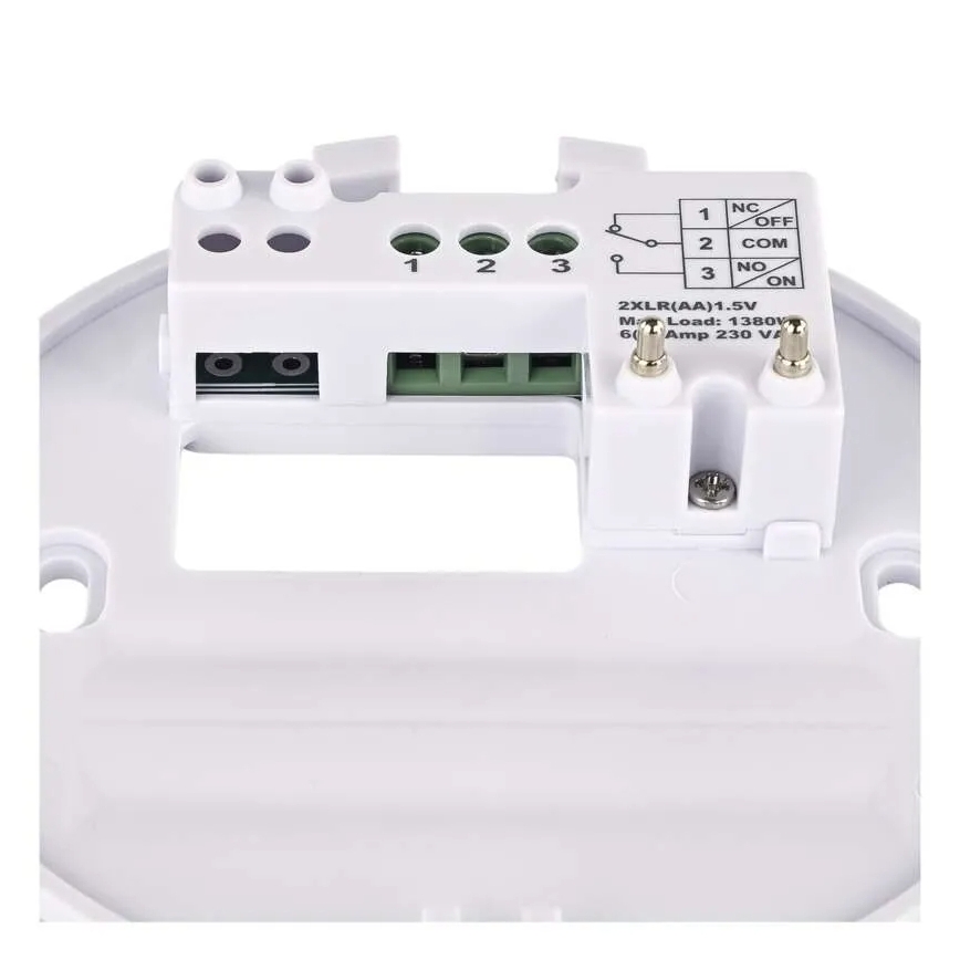 Manueller Raumthermostat 230 V/6 A, 2× AA‑Batterien, weiß