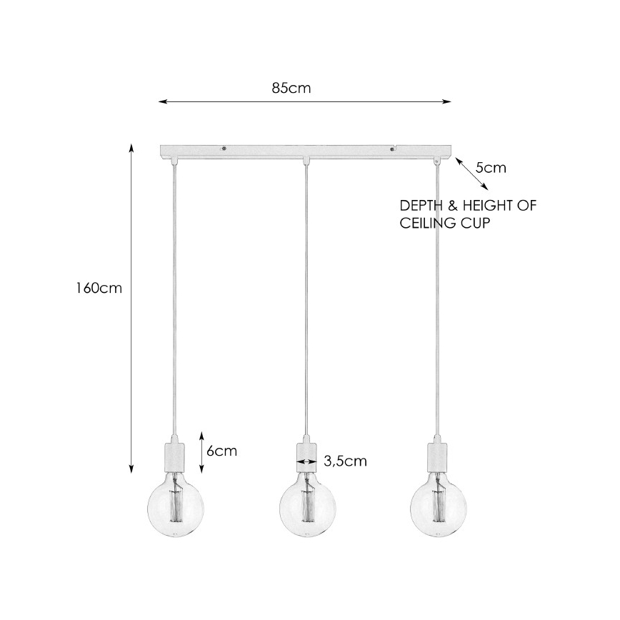 Markslöjd 106336 - Hängeleuchte SKY 3xE27/60W/230V