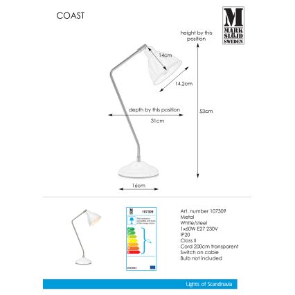 Markslöjd 107309 - Tischlampe COAST 1xE27/60W/230V