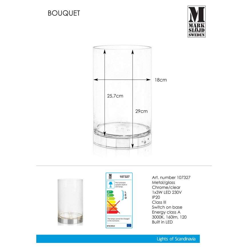 Markslöjd 107327 - LED Vase BOUQUET LED/3W/230V