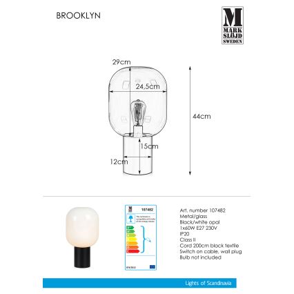 Markslöjd 107482 - Tischlampe BROOKLYN 1xE27/60W/230V
