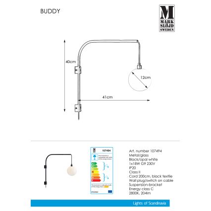 Markslöjd 107494 - Wandbeleuchtung BUDDY 1xG9/18W/230V