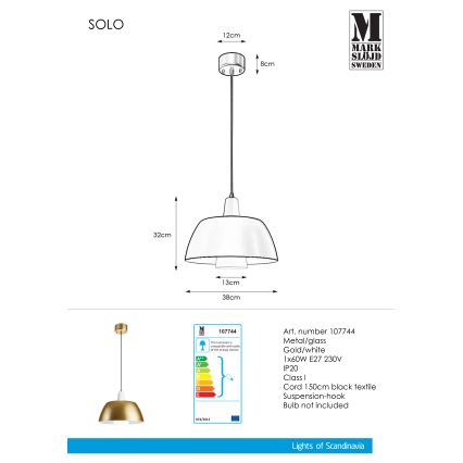 Markslöjd 107744 - Hängeleuchte SOLO 1xE27/60W/230V