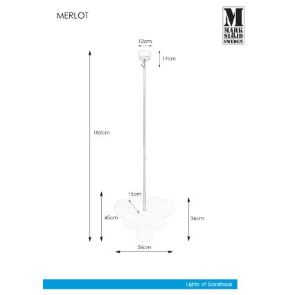 Markslöjd 107903 - Kronleuchter an einer Stange MERLOT 13xG9/20W/230V